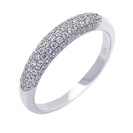 925 Sterling Silver Rhodium Plated Micro Pave CZ Ring