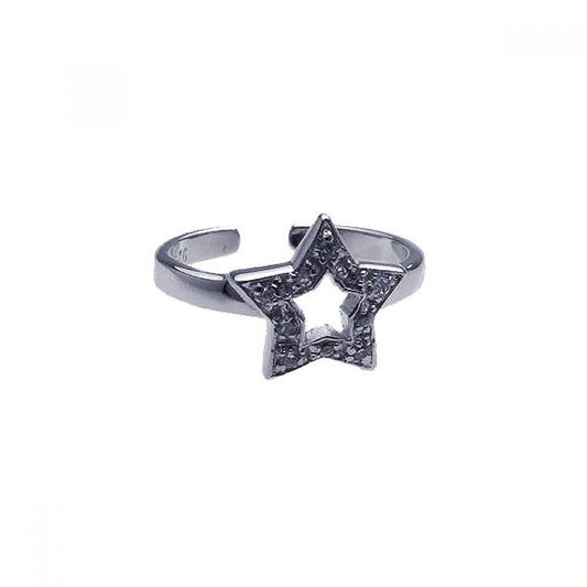 925 Silver Rhodium Plated Clear CZ Star Toe Ring