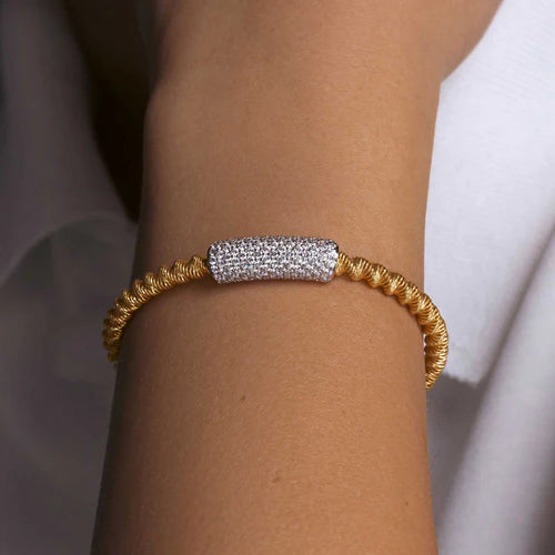 925 Sterling Silver Gold Plated  Italian Bracelet with CZ - ITB00095GP