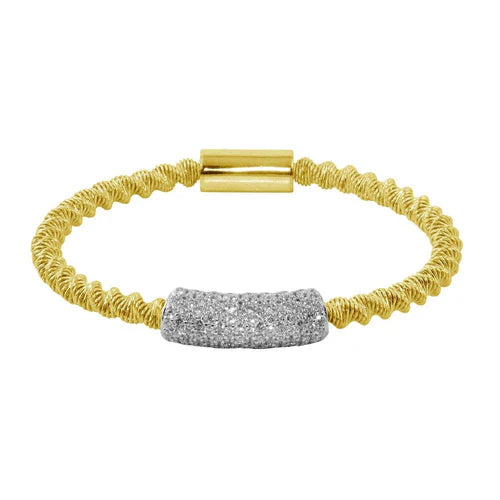 925 Sterling Silver Gold Plated  Italian Bracelet with CZ - ITB00095GP